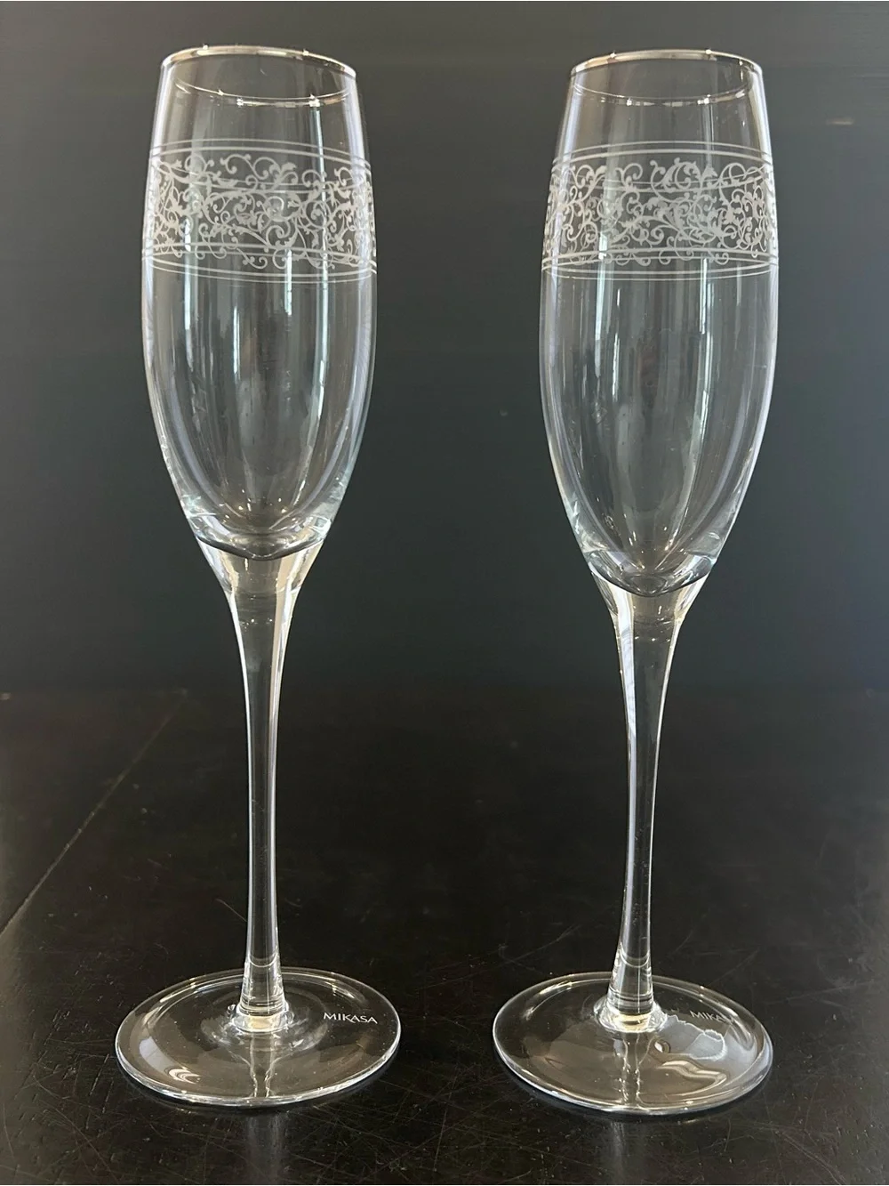 Mikasa Elegant Scroll Champagne Flutes - Set of Two